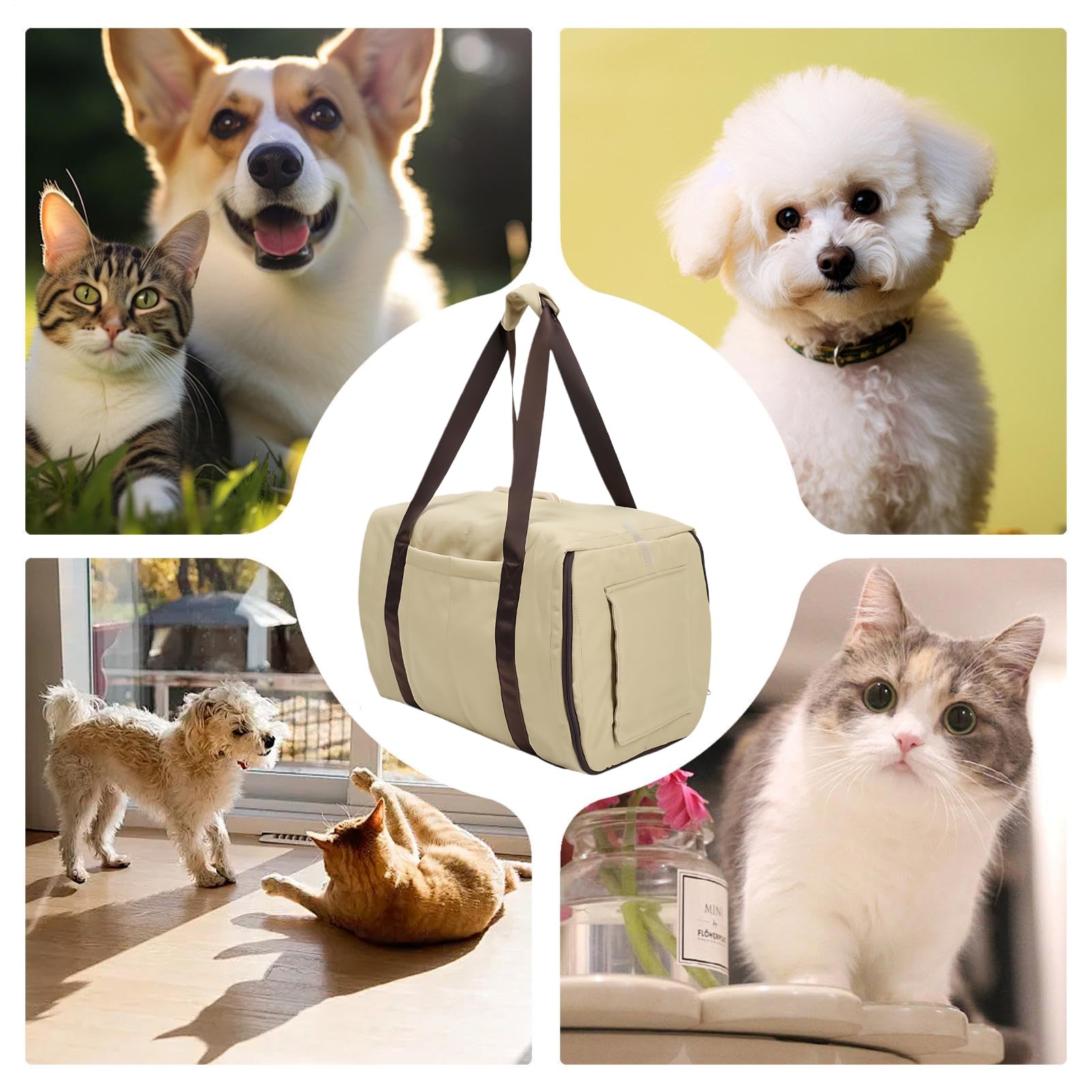 Couverture de Chenil - Protecteur De Caisse avec Poignées | Housse de Transport pour Animaux avec Fenêtre en Maille et Anti-Dérapant,pour Animaux De Compagnie Chiot Chat Voyage Extérieur