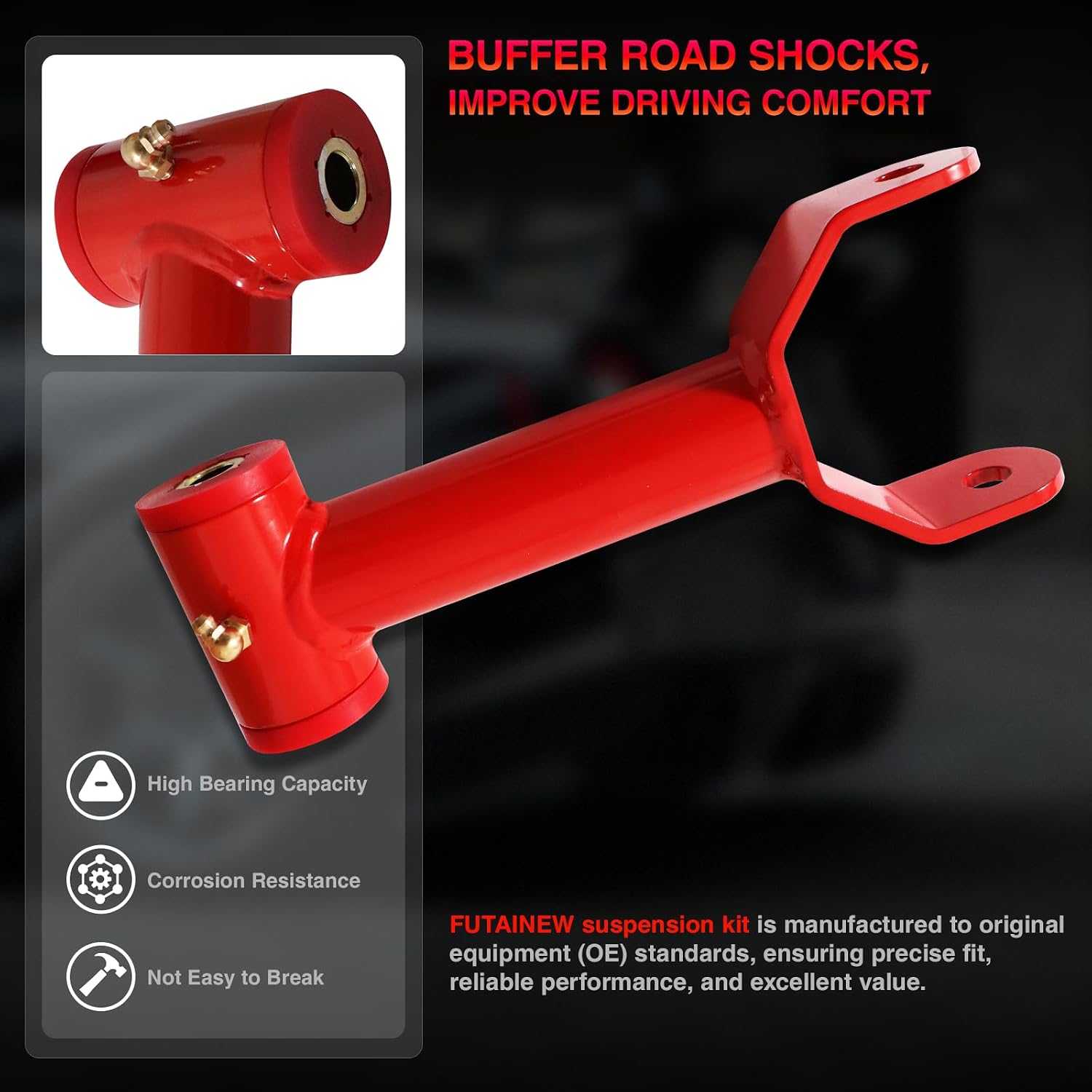 Rear Upper Control Arms for Ford Mustang 2005-2010 2-Door Non-Adjustable Red Tubular Suspension Control Arms