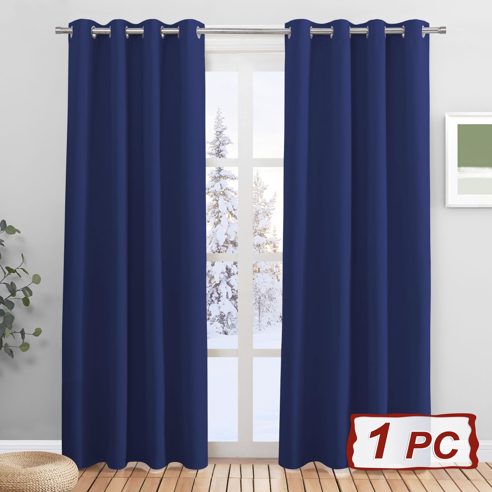 PONY DANCE Blue Thermal Door Curtain Singel Panel - Image 2