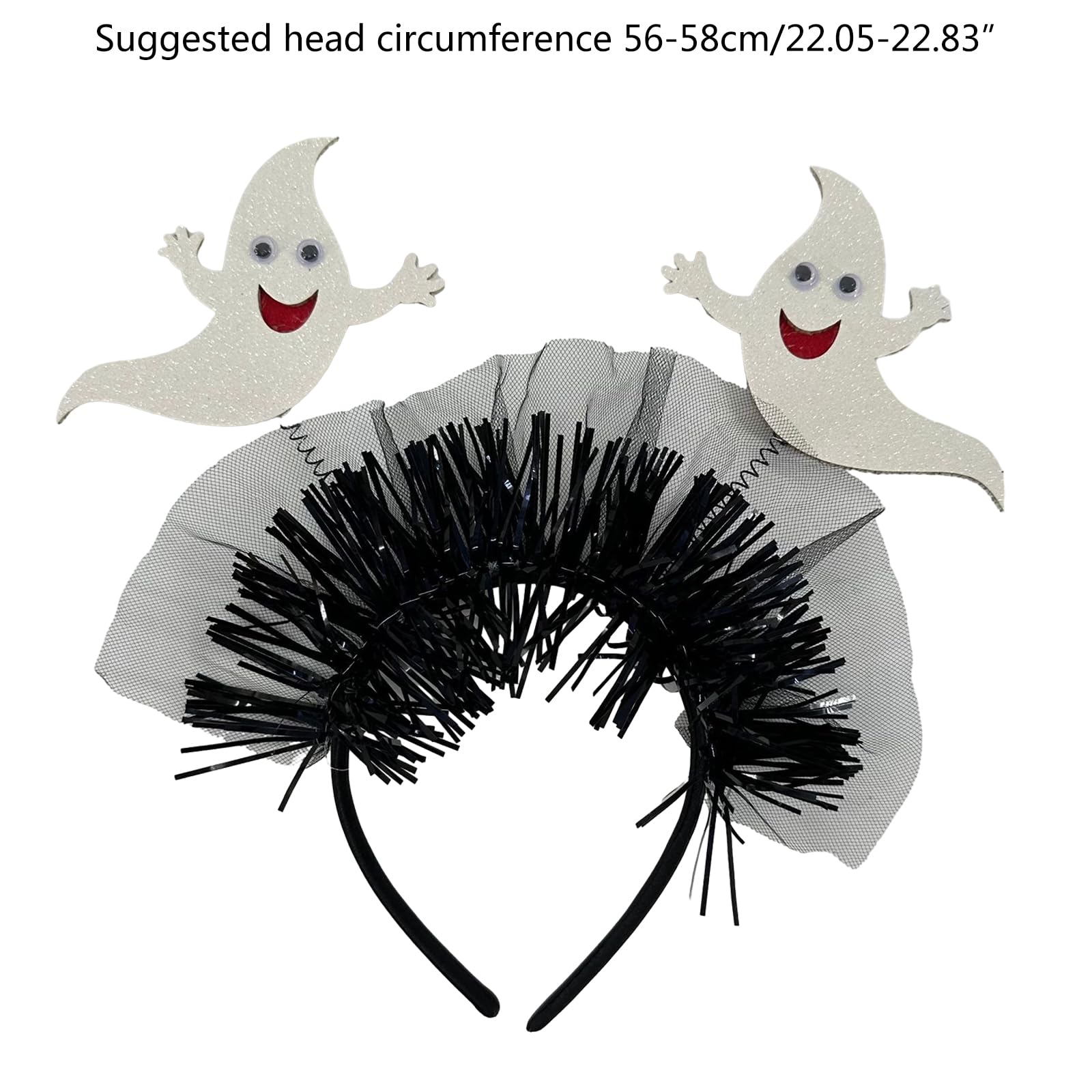 Cerchietto Per Capelli Con Strass Di Halloween - Decorazioni Zucca E Fantasma, Fascia Larga Nera Per Donna, Accessorio Festa E Trucco