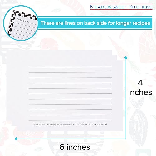 Miniatura 4 de Meadowsweet Kitchens Juego de tarjetas de recetas, 25 tarjetas de recetas de doble cara de 4 x 6 pulgadas, tarjetas en blanco de tamaño perfecto