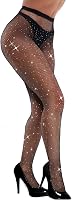 VEBZIN Sparkly Jeweled Fishnet Stockings - High Waist Rhinestone Tights for Women, Sexy Party Pantyhose