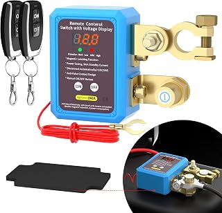 240A Kill Switch 12V Remote Battery Disconnect Switch with Led Voltage Display Automatic Power Shut Off Switch Anti Theft for Auto Car Truck Boat