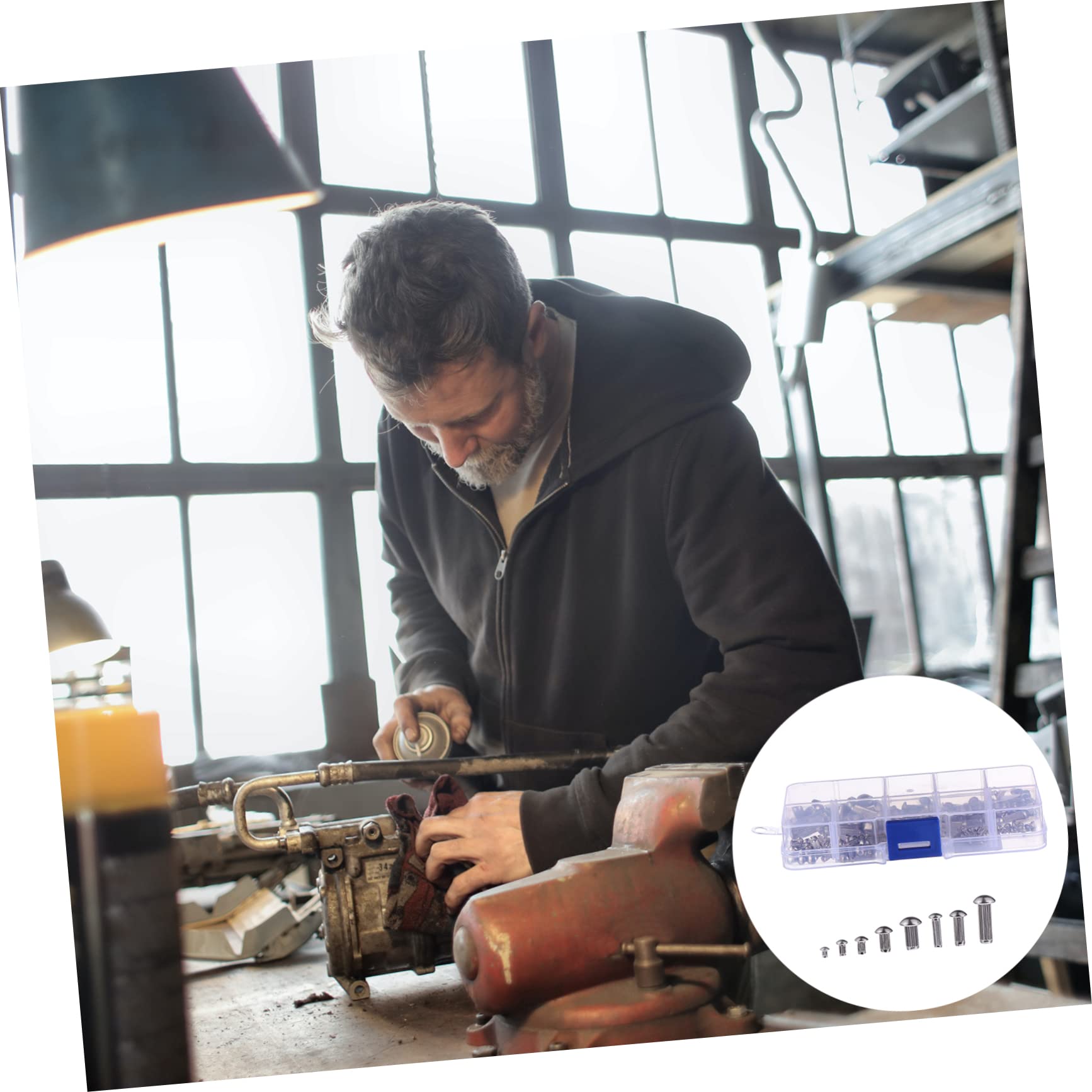 LIFKOME 160Pcs Semi Round Head Rivet Solid Stainless Steel Knurled Rivets for Fastening for Use for Nameplates and Labels