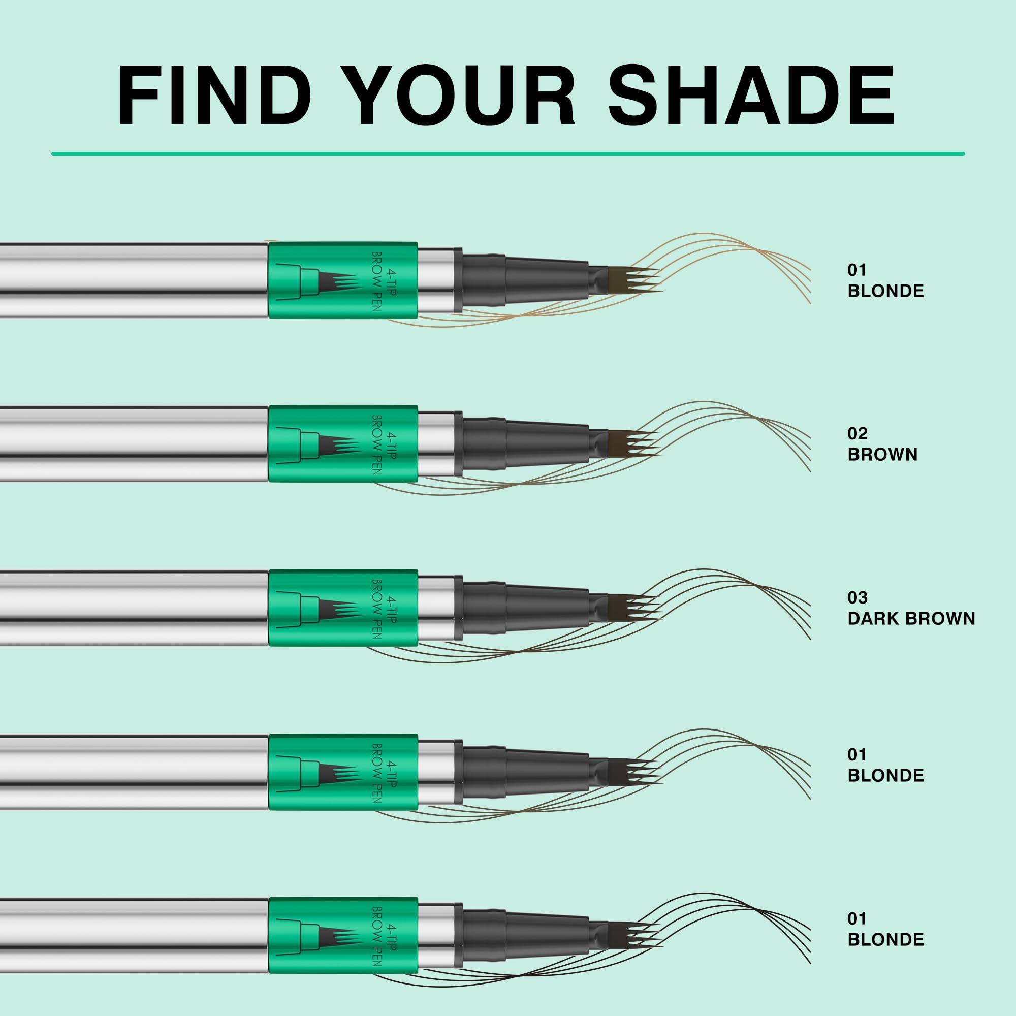 Penna Sopracciglia Effetto Pelo - Matita Sopracciglia Waterproof & No Transfer, Lunga Durata fino a 12H, Effetto Microblading Naturale, Cruelty-Free, Punta Sottile e Precisa (03 Dark Brown)