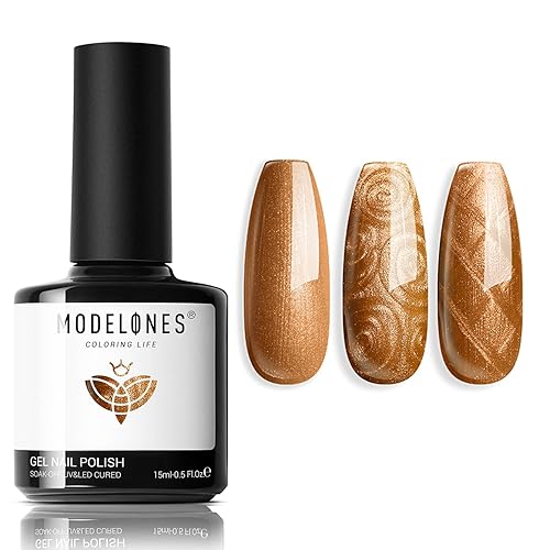 Miniatura 63 de Modelones – Esmalte de gel rosa claro efecto ojo de gato con purpurina holográfica tipo jelly glass, 0.51 onzas líquidas, brillo reflectante