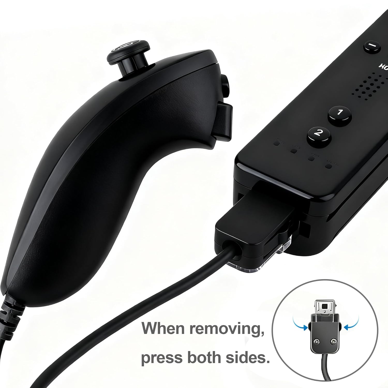 DTianSir 4PCS Wii Nunchuck Controllers WiiU Remote Joystick Compatible with Wii/Wii U Game Gamepads(Black+White+Blue+Red) - Image 3