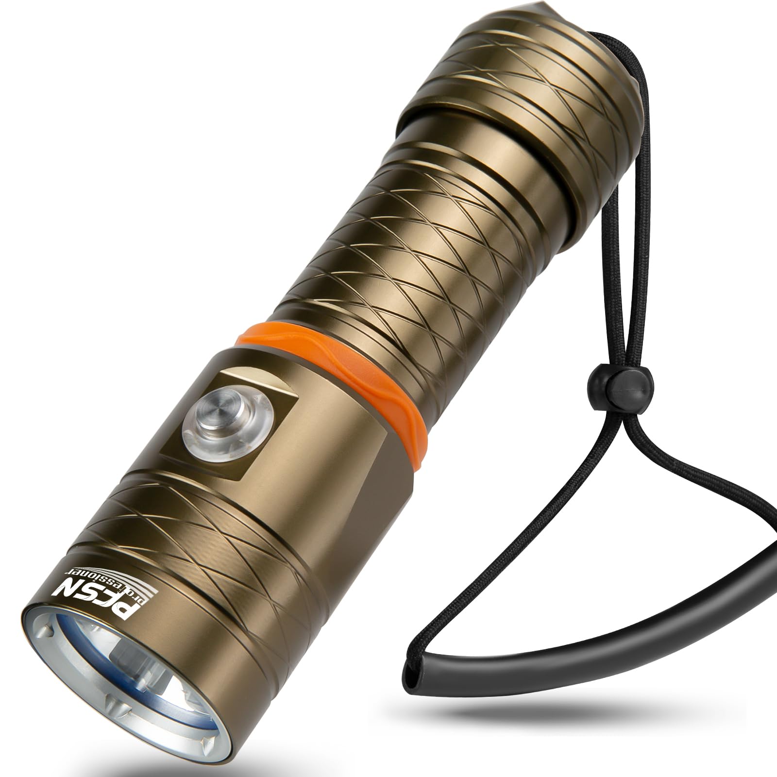 PFSN Dive Light 3500 Lumens, Underwater 150M Waterproof Diving Flashlight, 485M Long Range Narrow Beam, 20Hrs Runtime, Safety Lock Switch, Rechargeable LED Dive Torch for Deep Sea Caving, Snorkeling