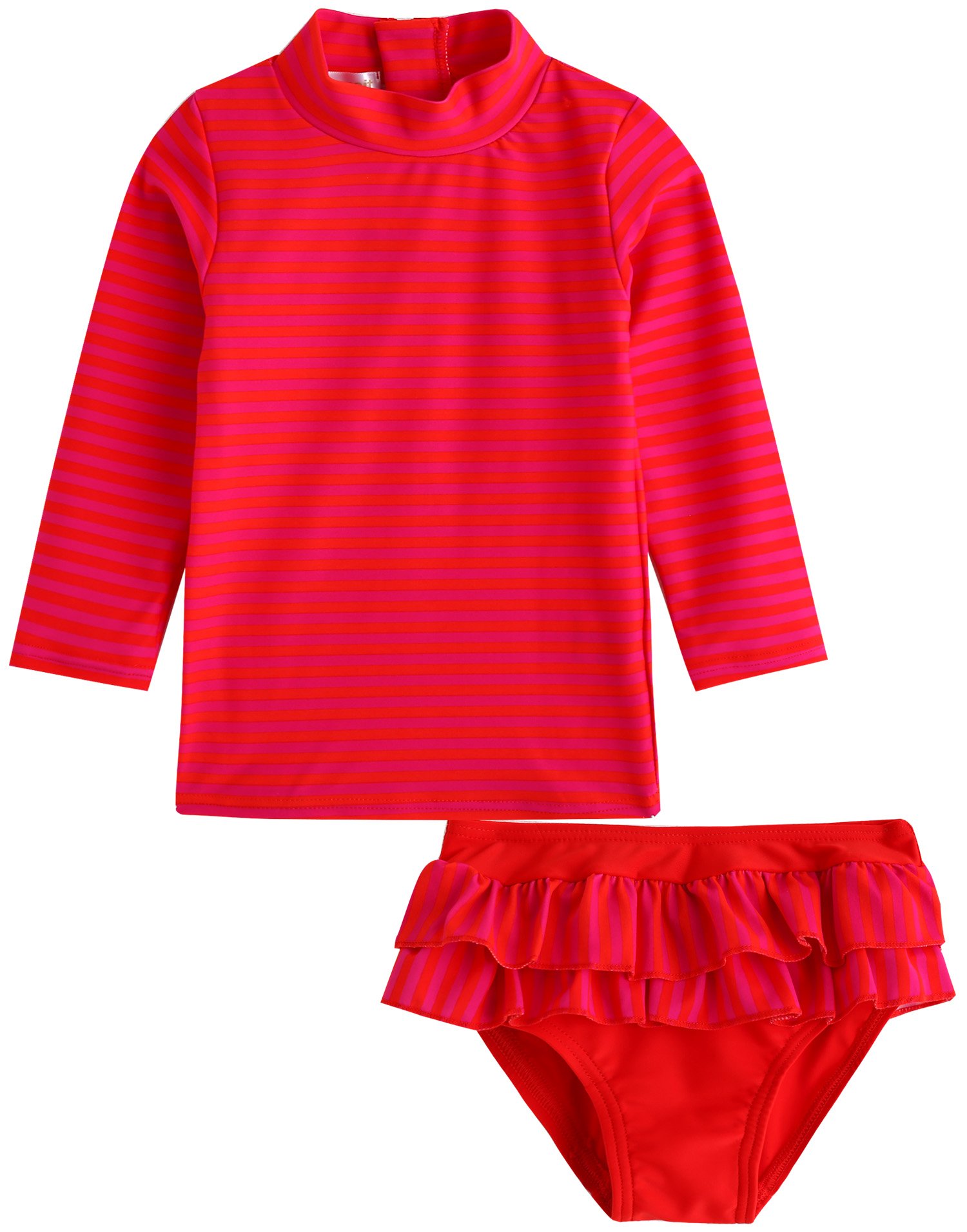 VAENAIT BABY Girls Rash Guard Swimsuit UPF 50+ Long Sleeve Toddler Bathing Suit Ribbon Stawberry Floral Fruit for 2~8Years
