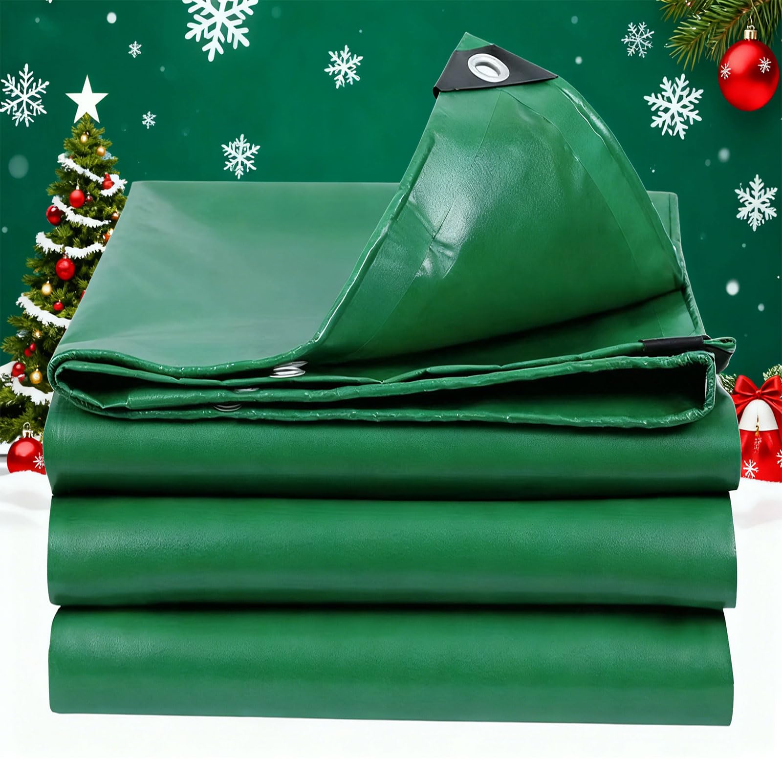 Lona impermeable exterior verde de 1x3.2 m con ojales reforzados