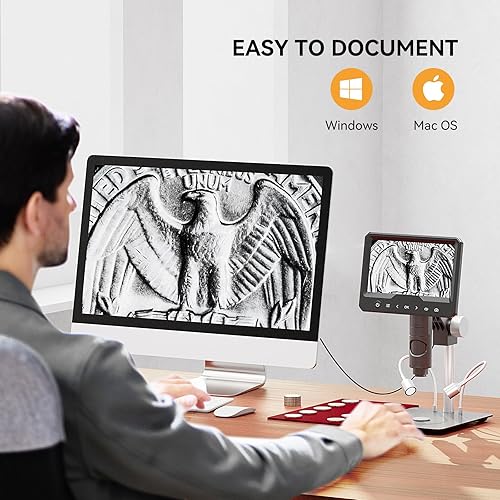Miniatura 7 de Elikliv EDM701 Pro Microscopio parfocal digital, microscopio de soldadura para reparación electrónica con gran espacio de operación, lupa