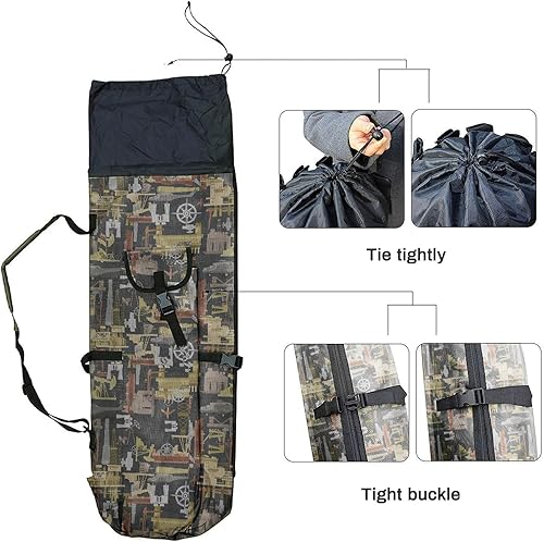 Miniatura 12 de Allnice Bolsa organizadora de lona duradera para caña de pescar y carrete, bolsa de transporte de viaje, con capacidad para 5 postes y aparejos