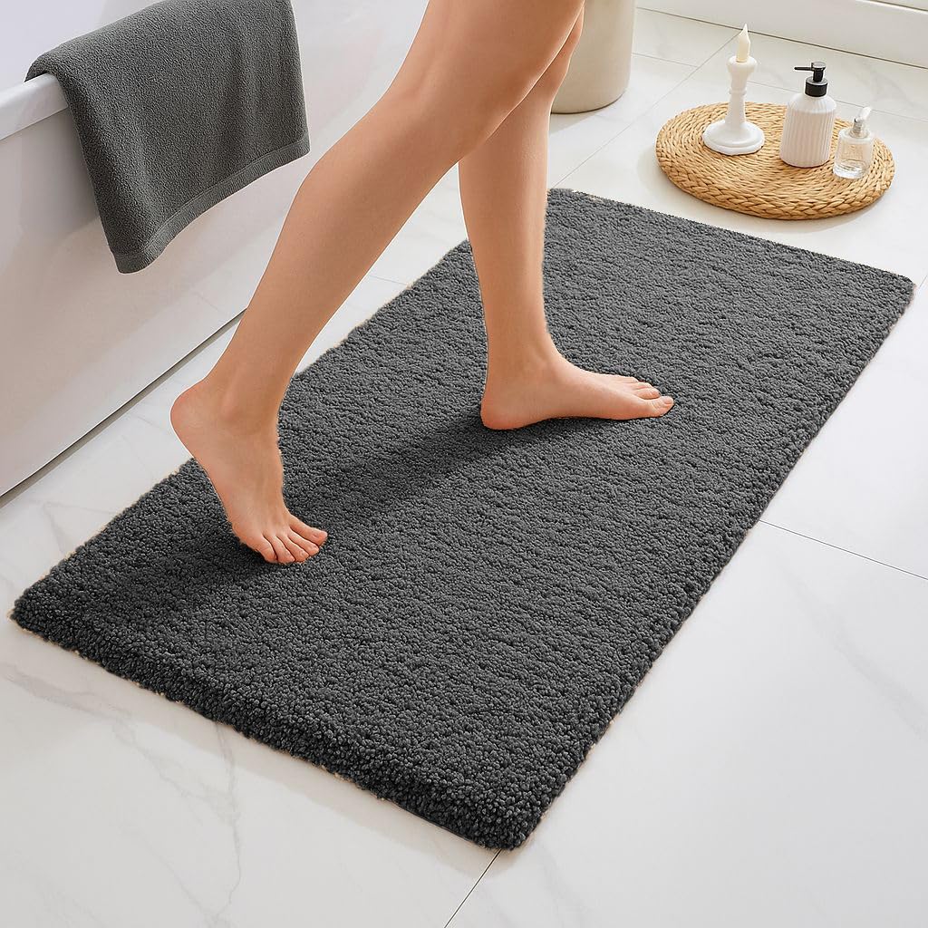Amazon Brand - Solimo Premium Anti-Slip Microfibre Bathmat | 50 Cm X 120 Cm | Steel Grey | 2000 GSM | Super Absorbent | Anti-Skid | Quick Dry | Machine Washable, Rectangular