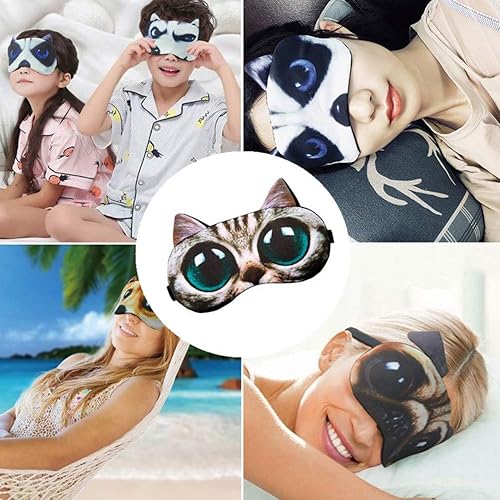 Miniatura 6 de Linda máscara de ojos para dormir con diseño de animales 3D para mujeres, máscara suave para dormir con ojos vendados y gatos, sombras de ojos para