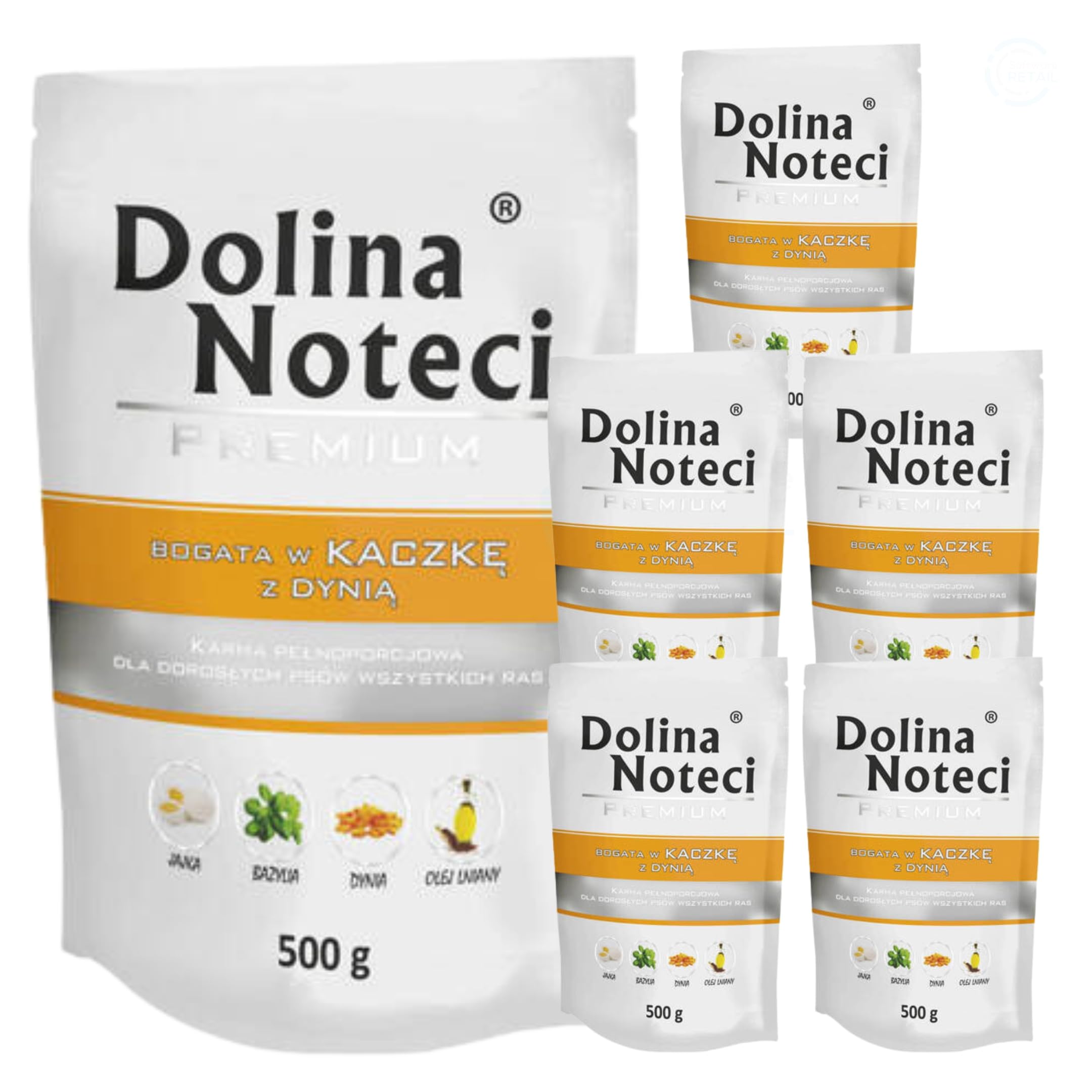 Dolina Noteci Premium Wet Dog Food, Duck with Pumpkin, Gluten-Free (6x500g)