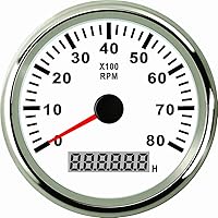 Vista 8 de SAMDO Tacómetro de 85 mm para Barco Coche Camión Medidor Tacho Marino con Medidor de Horas Impermeable 0-8000 RPM 12V 24V