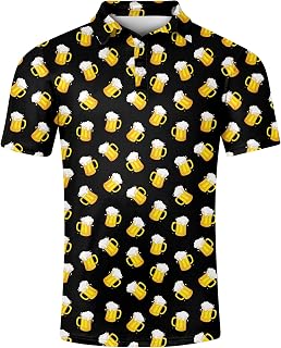 Fanient Men Golf Polo Shirts Short Sleeve 3D Printed Dry Fit Moisture Wicking 4-Way Stretch Summer Athletic Polo Shirts