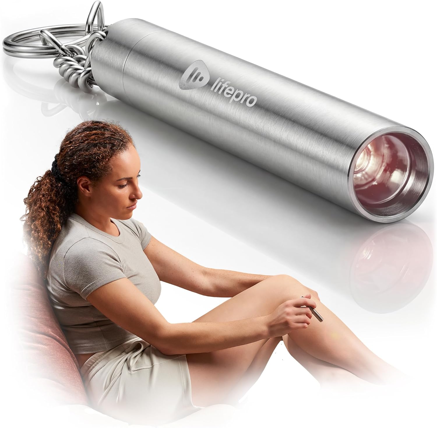 Lifepro Red Light Therapy Torch – LumiCure Mini Near Infrared Red Light Therapy for Body with 660nm & 850nm LEDs, Portable Handheld Design – Daily Wellness Support & Joint Comfort - Silver