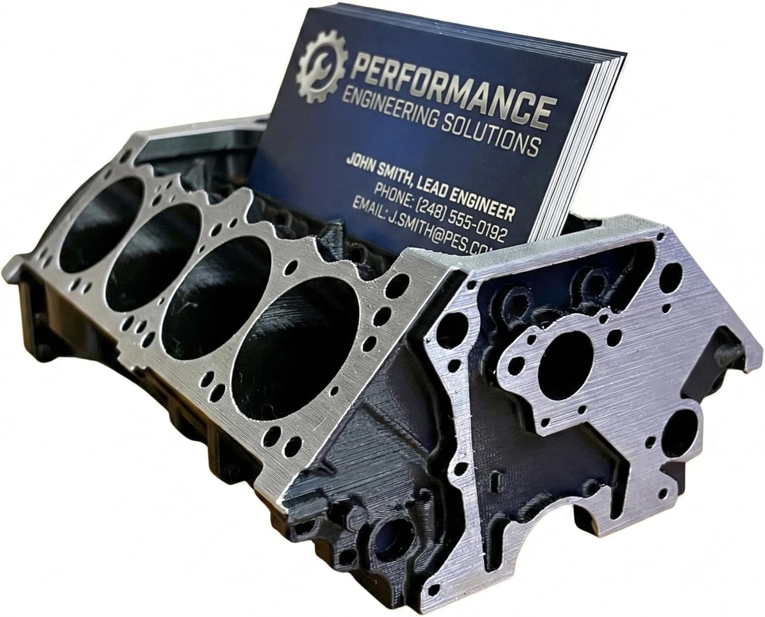 Chrysler Mopar V8 Pencil & Card Holder, Mopar Engine Block, Car Guy Gift, Car Salesman Gift, Mopr Gift, Automotive Gift, Car Mechanic Gifts (Black, Business Card Slot)