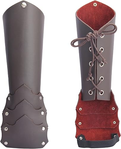 Jeilwiy Brazaletes vikingos medievales de cuero, brazaletes de armadura de brazo, brazalete de cuero, guantelete punk para hombres y mujeres,