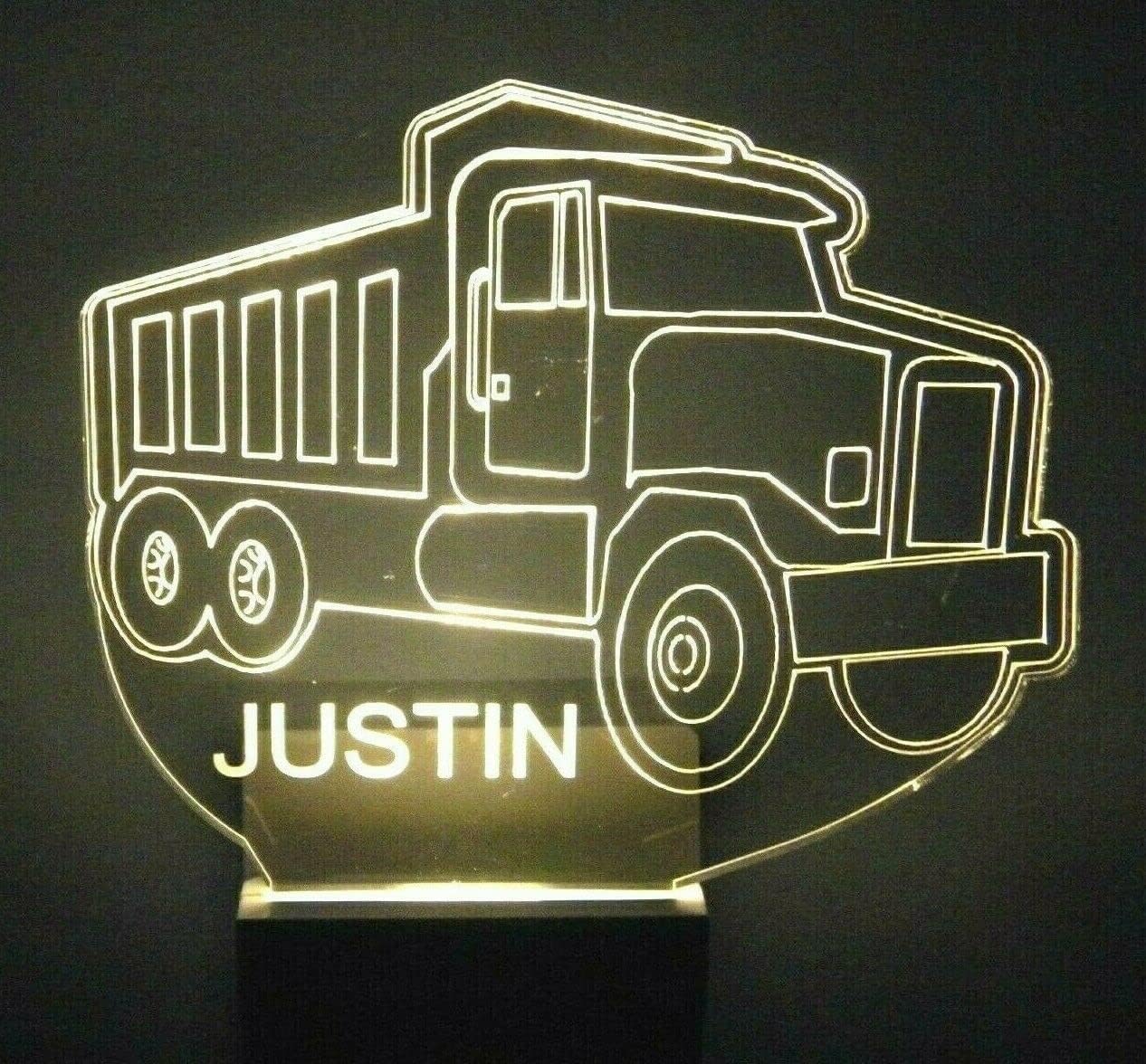 MIRROR MANIA Dump Truck Paving Vehicle Night Light Multi Color Personalized LED Plug-in, Ultra-Slim Cool-Touch with Smart Dusk to Dawn Sensor, Kids Children's Bedroom, Bathroom, Hallway