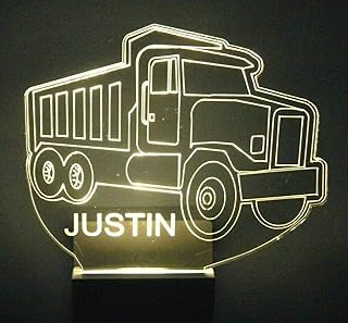MIRROR MANIA Dump Truck Paving Vehicle Night Light Multi Color Personali...