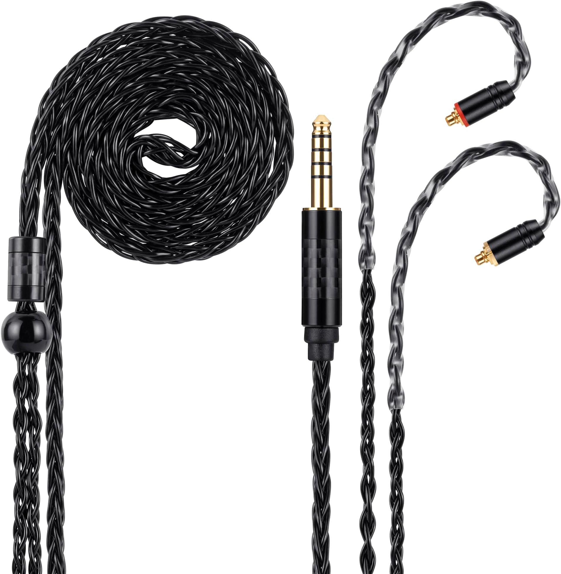 UNCLE LIGHT 4.4mm to MMCX IEM Cable, 8-Core OCC Silver-Plated for Earbud, Ultra-Soft HiFi Earphone Cable,for in-Ear Monitor (1.3m, Black)