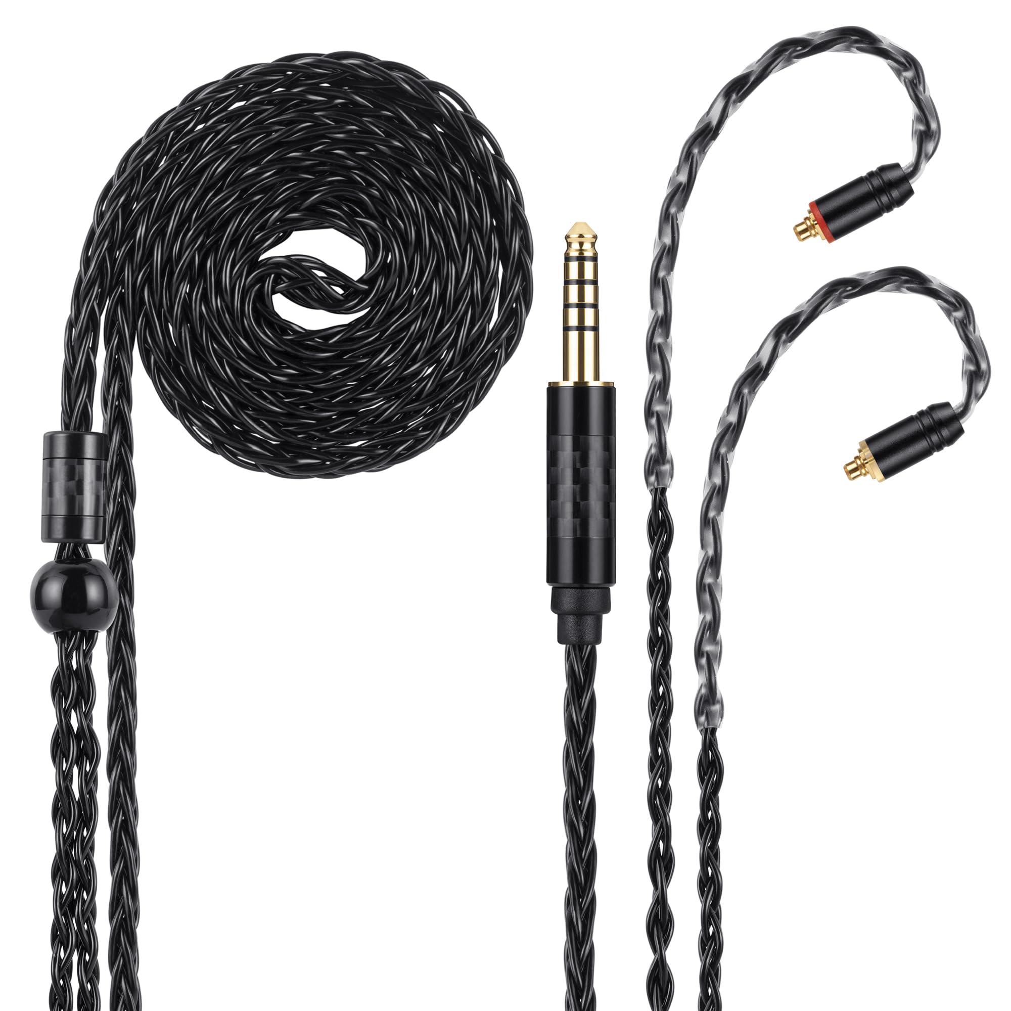 UNCLE LIGHT 4.4mm to MMCX IEM Cable, 8-Core OCC Silver-Plated for Earbud, Ultra-Soft HiFi Earphone Cable,for in-Ear Monitor (1.3m, Black)