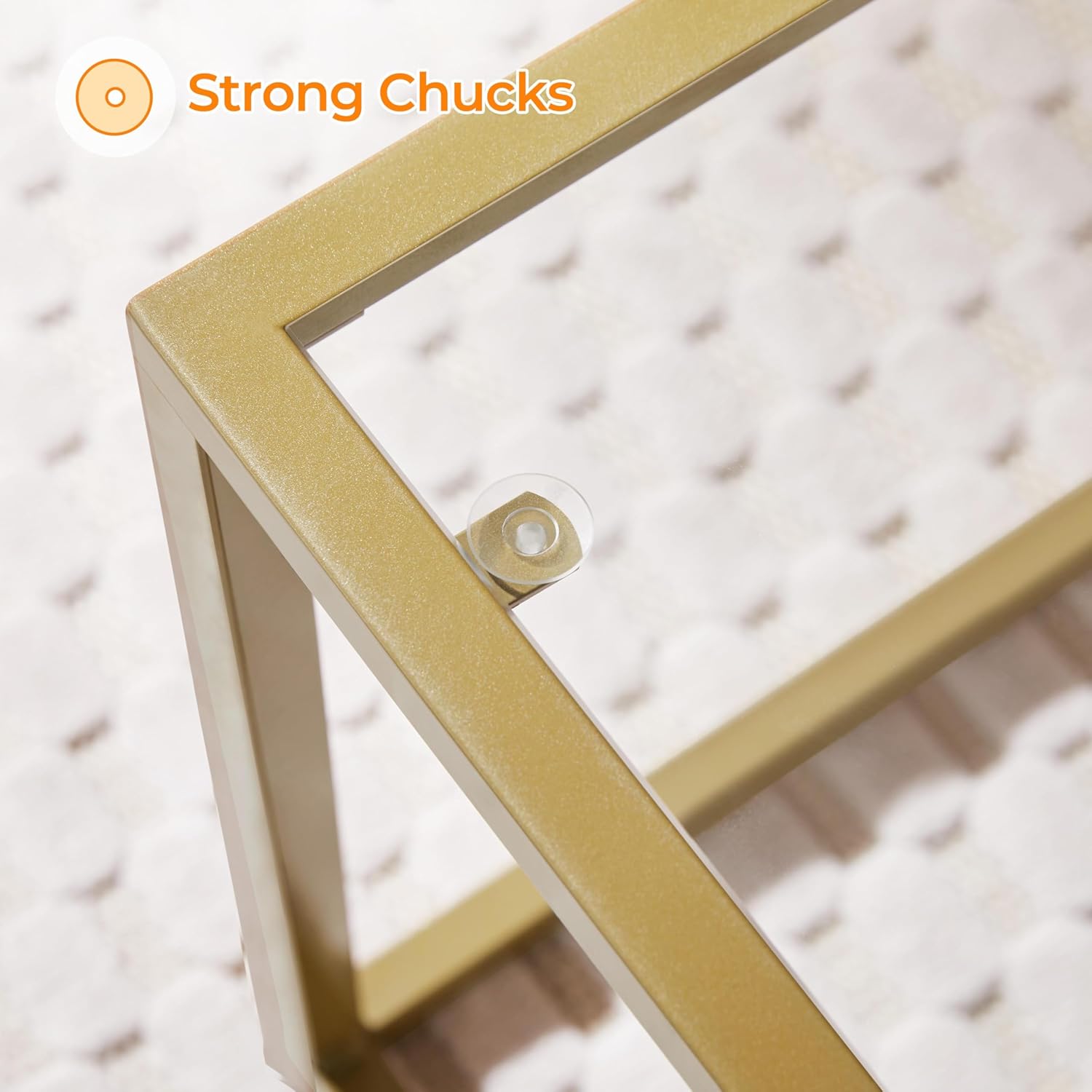 Yaheetech Gold Coffee Table, 42" Rectangular Glass Coffee Table for Living Room, 2-Tier Living Room Tables with Storage Center Tea Tables with Metal Frame for Small Space, Apartment, Office