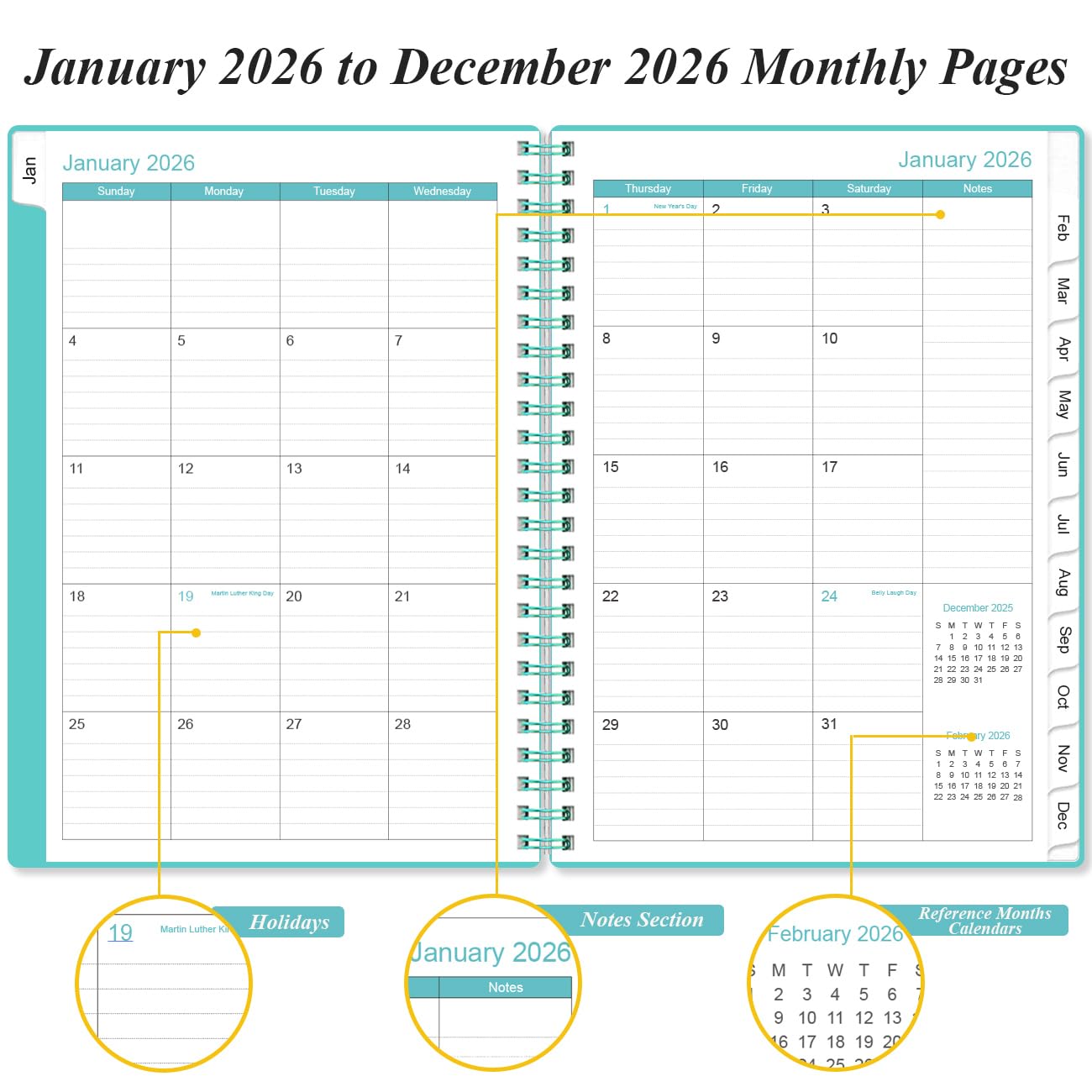 Snapklik.com : 2026 Planner - A5 Weekly & Monthly Planner Spiral Bound ...