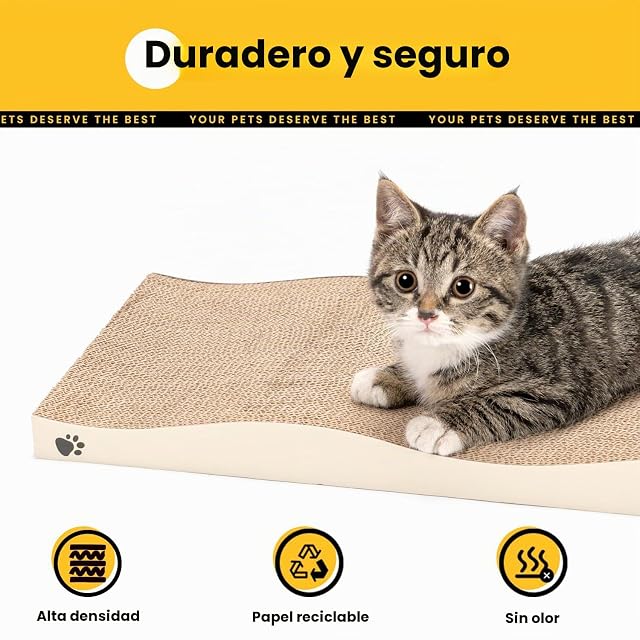 Foto 6 de 8 de Conlun Rascador para Gatos, Cartón Ondulado Resistente, Rascador Durable de Doble Cara para Gatos de Interior