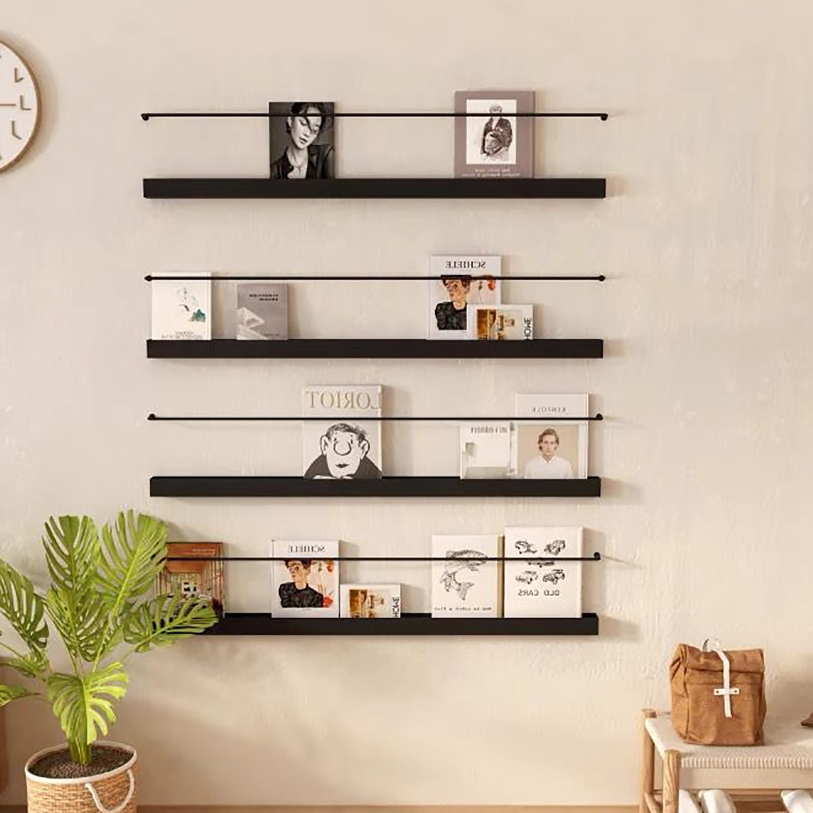 Porte-revues mural en métal noir lot de 3 organiseur pour dossiers