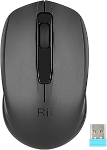 Rii RM100+ Wireless Mouse for PC, Laptop, Windows, Office – 1000 dpi – Includes USB Receiver – Black