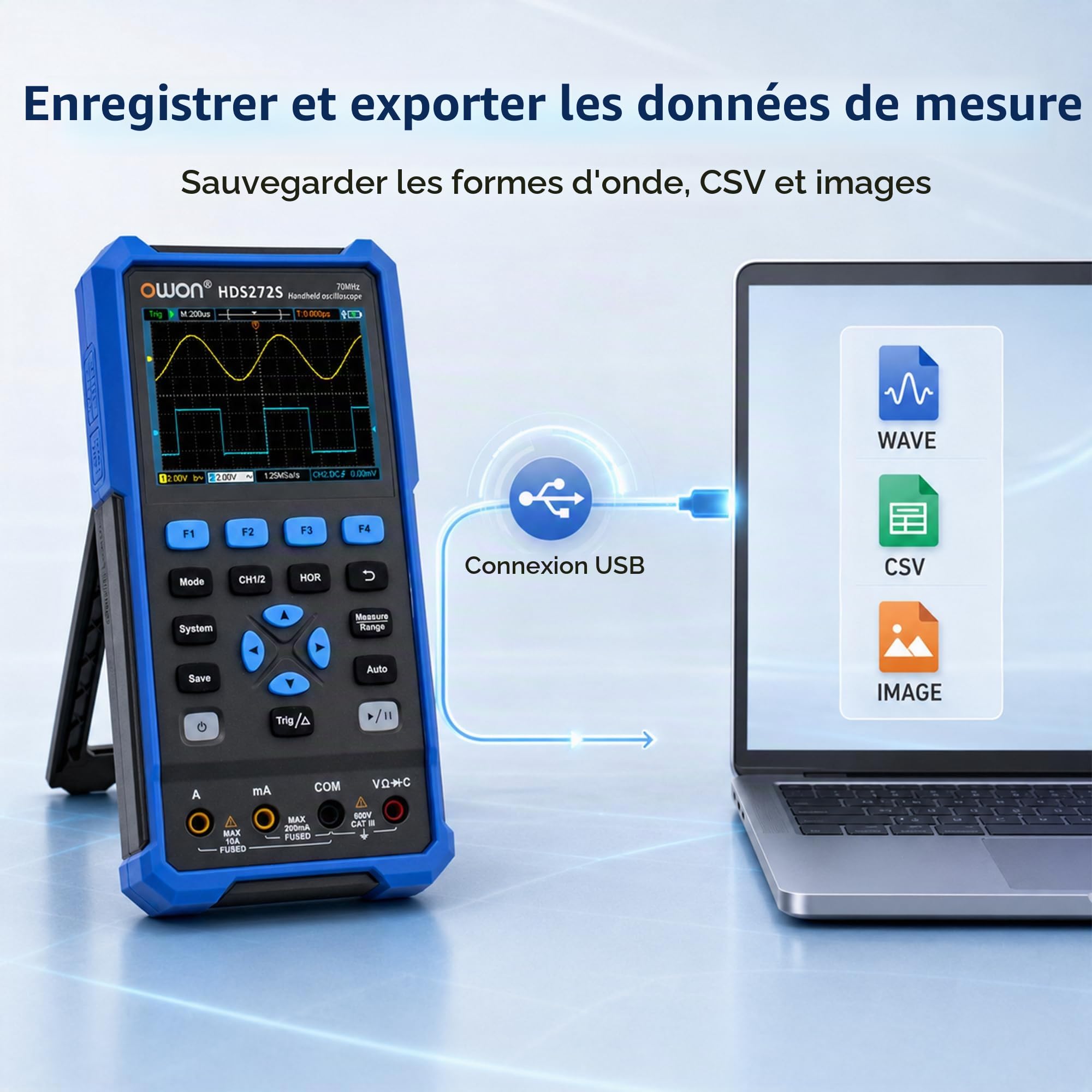 HDS272S 3 in 1 OWON Oscilloscope 70MHz with 2+1 CH with 3.5 inch Adjustable Brightness LCD (Oscilloscope + Multimeter+ Generator)