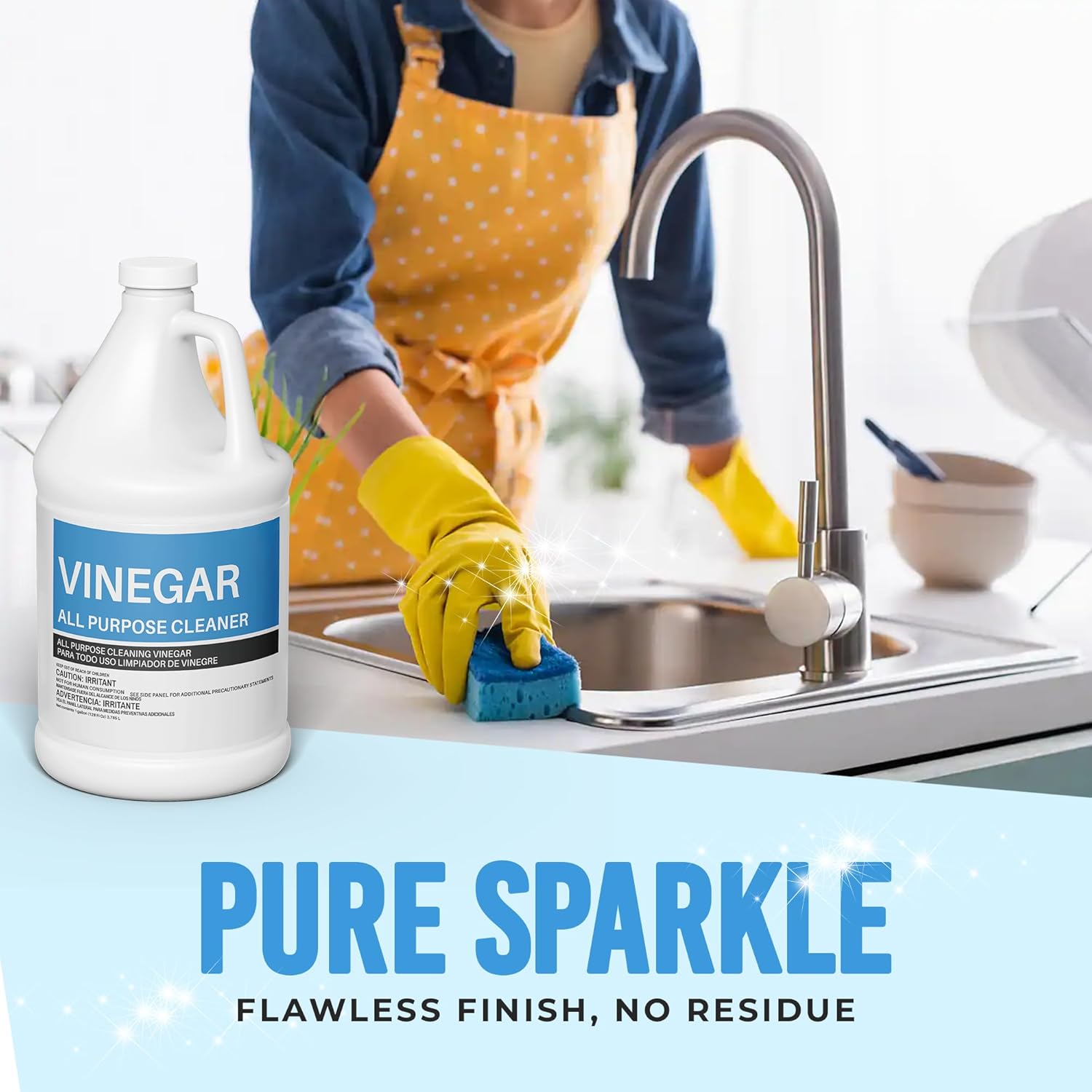 (4 Gallons) - Distilled White Cleaning Vinegar 6% Acidity - Multi-Purpose Household Surface Cleaner, Safe for Laundry
