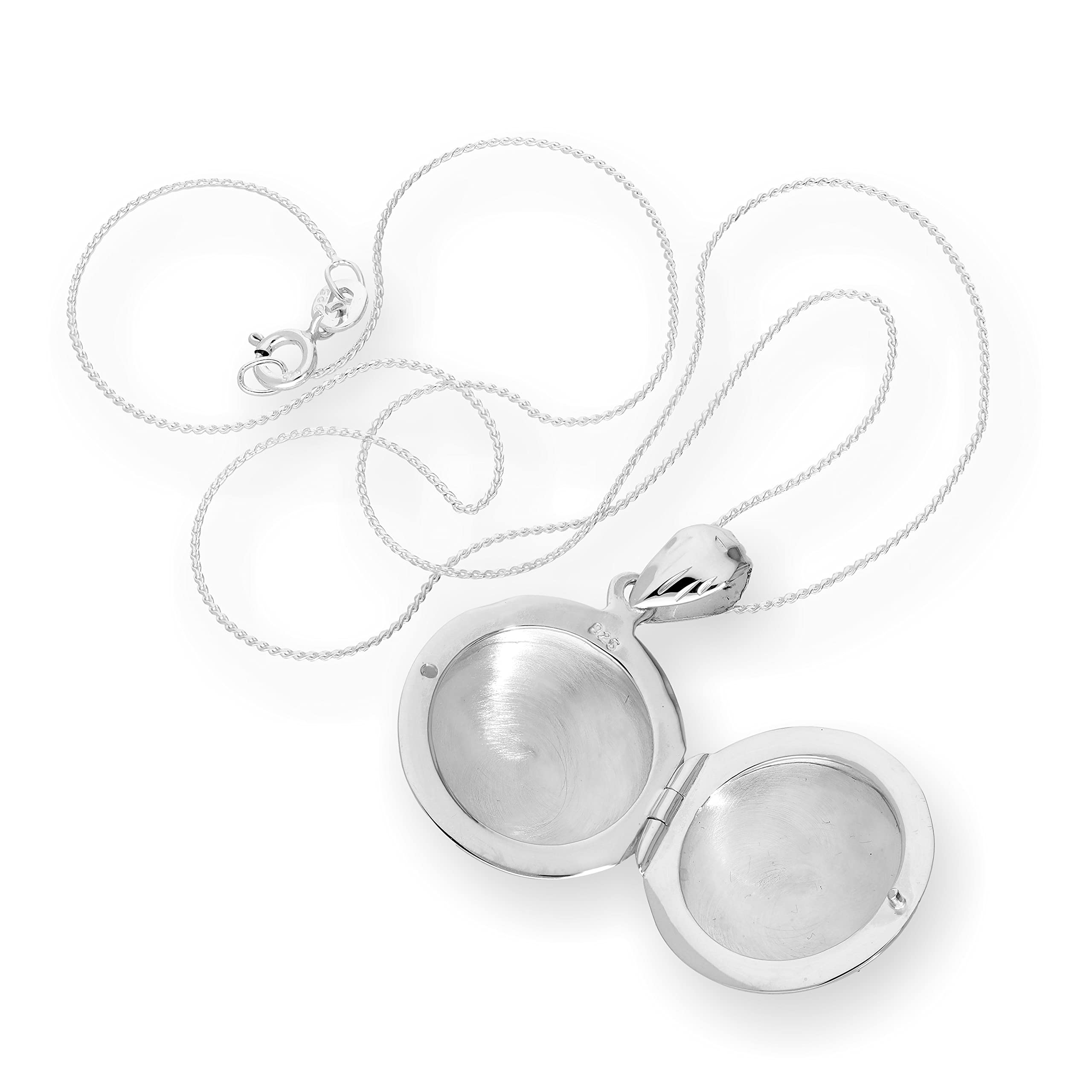 jewellerybox Collier et Pendentif Médaillon Rond à Motifs en Argent 925/1000-41 à 56cm