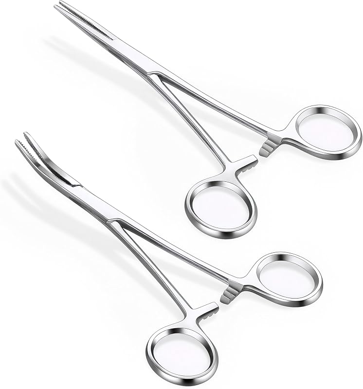 GEMQUEEN Kit com 2 Pinças para Piercing, Curva e Reta, para Manuseio de Joias