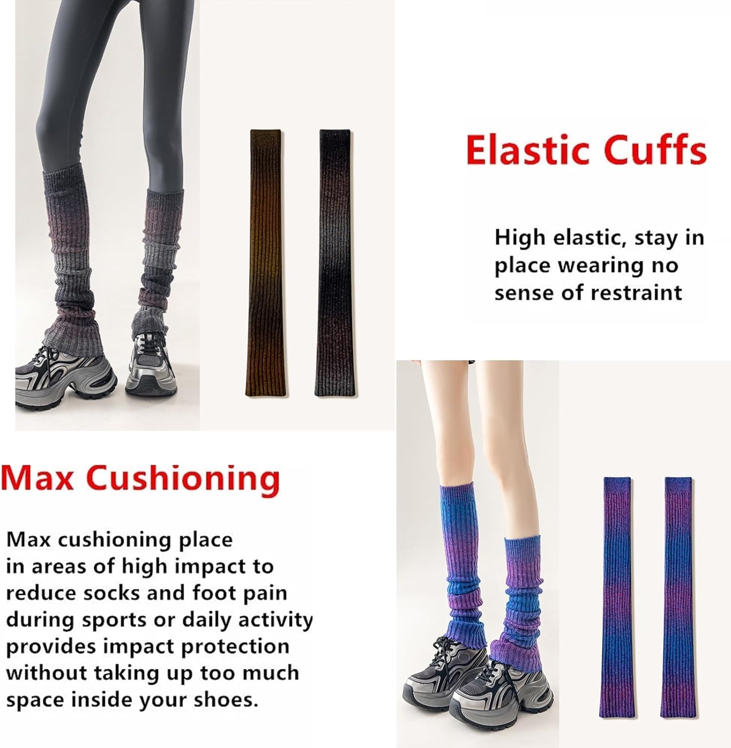 REPALY Women's Thigh High Socks Knit Leg Warmers, Fashion Accessories, Extra Long Winter Stockings(Mixed Colors,5pairs)