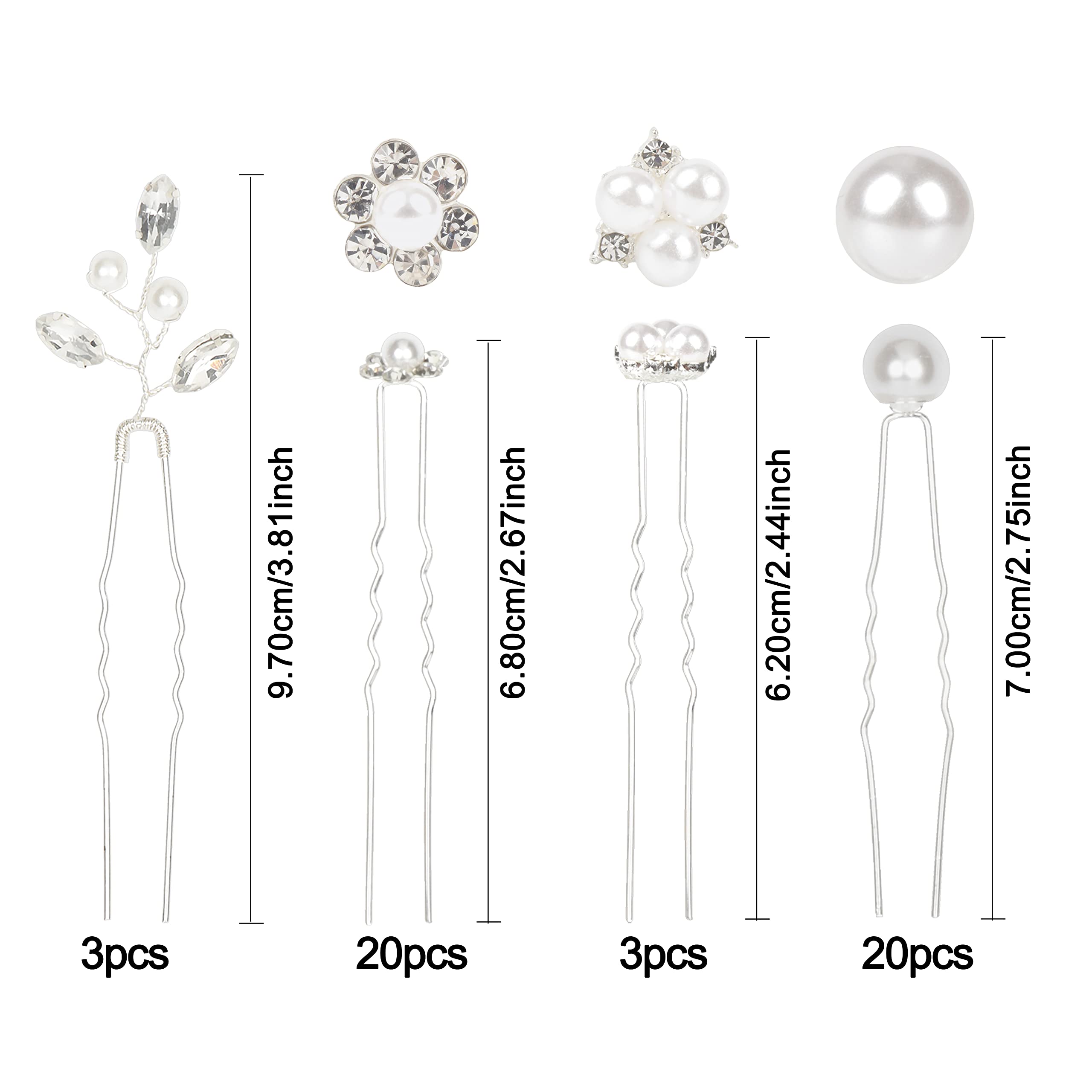 50 pezzi pettine per capelli da sposa, accessori per capelli da sposa, pettine laterale per capelli a forma di U con perle di strass per capelli per spose e damigelle d'onore