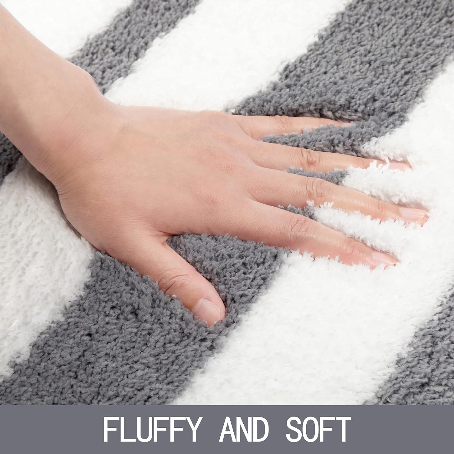 HiiARug Microfiber Bath Rugs Bath Mats for Bathroom 20"x47" Soft&Absorbent Bathroom Mats Non-Slip Bathroom Runner Rug Machine Washable Shaggy Bath Rug for Bathroom Tub and Shower(20"x47", Gray)