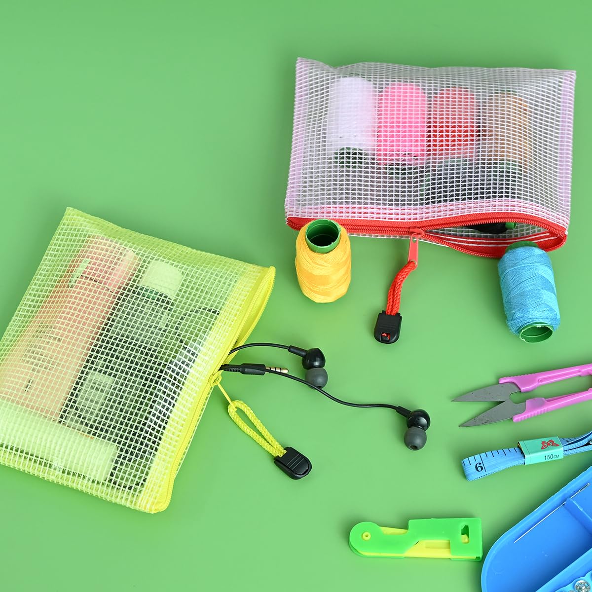COWORK-UP 20Pcs Small Plastic Wallets A6 Mesh Zipper Bags Small Toy Storage Pouch for Flashcards Crafts Supplies - Image 3