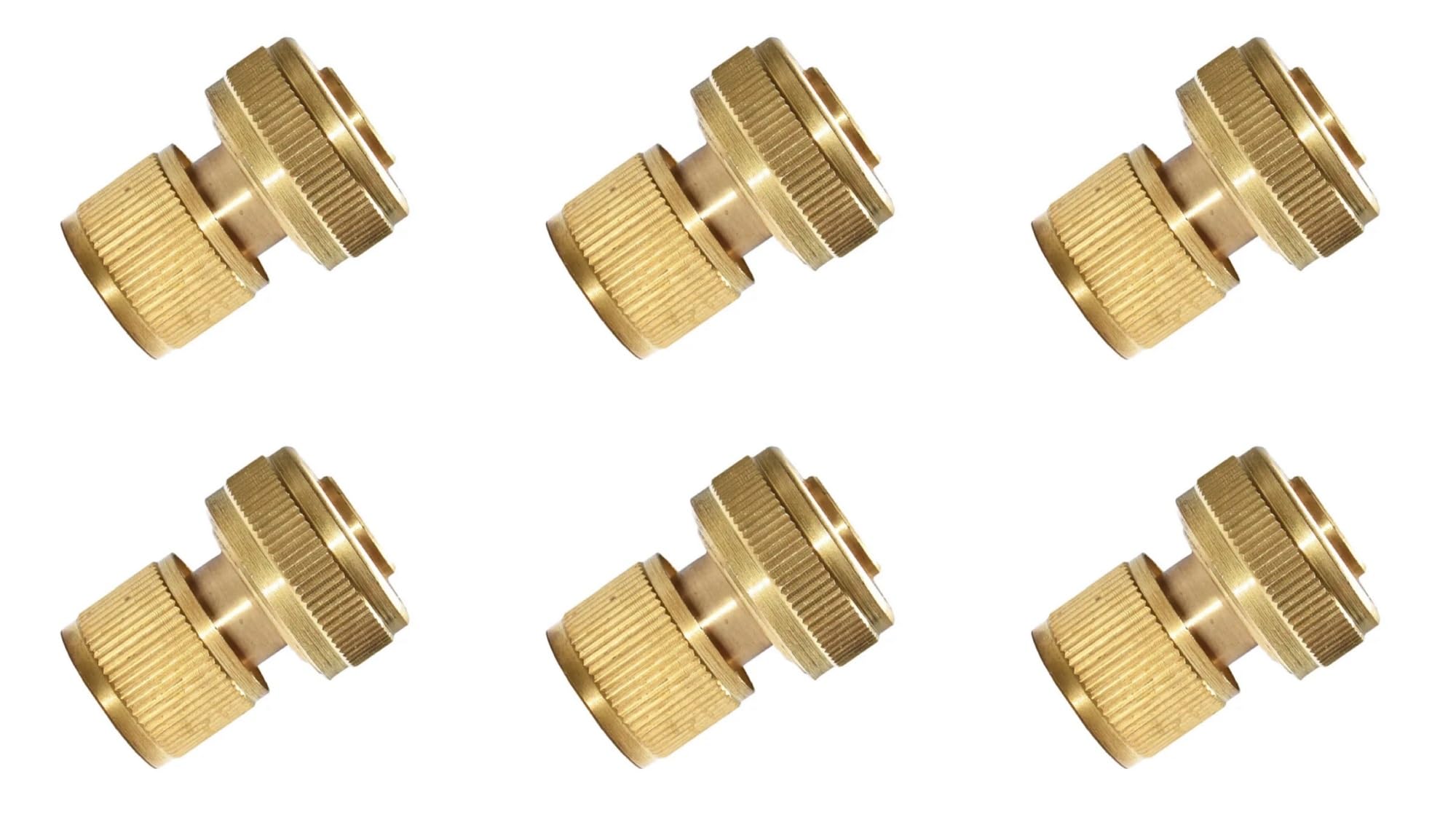 Connettore rapido for Tubo Flessibile in Ottone da 3/4, Rubinetto da Giardino, irrigazione da Giardino, connettore for Tubo Flessibile da 25 mm, Adattatore in Rame Puro, 6 Pezzi