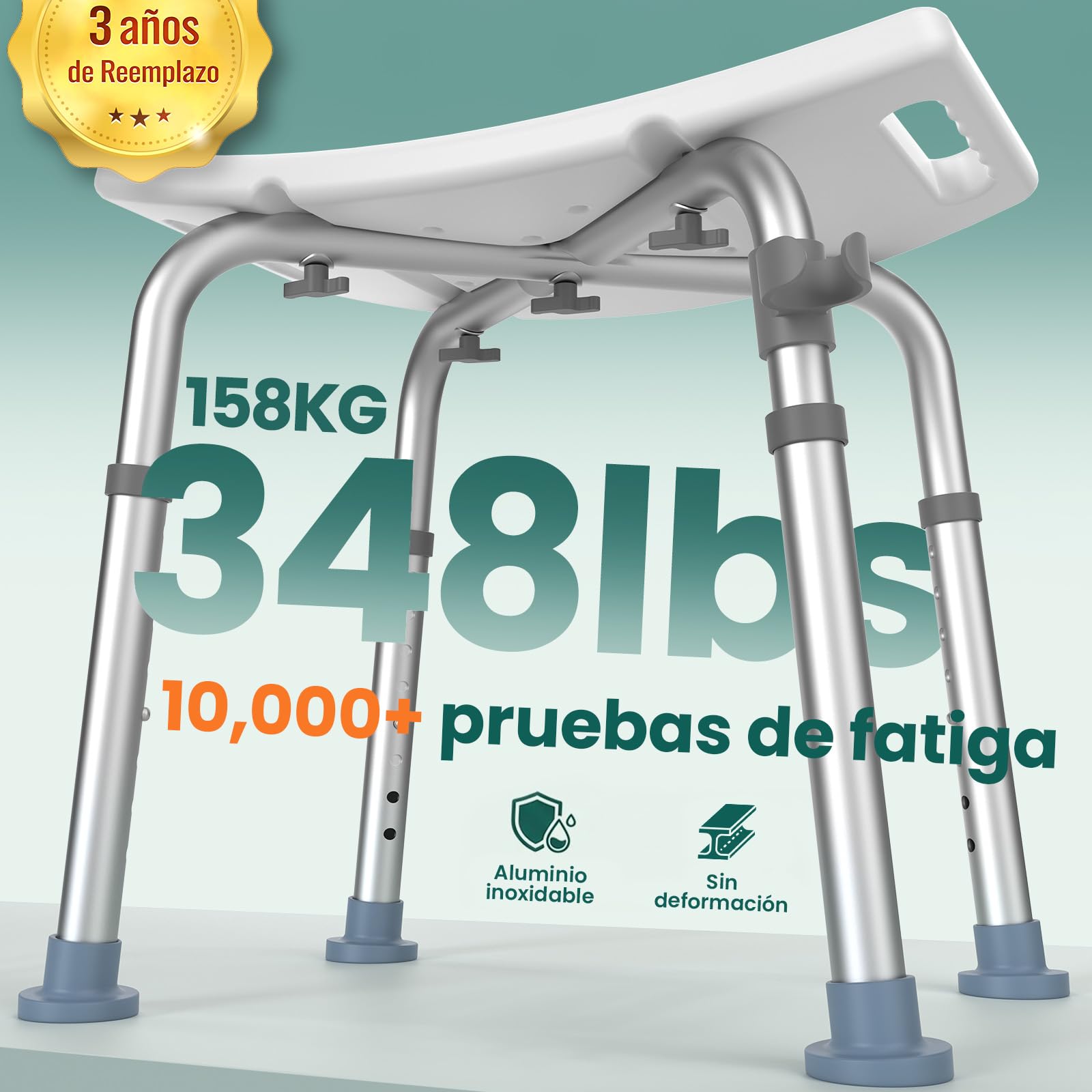 Taburete de Ducha con Altura Ajustable – Taburete de Baño Ligero con Asiento Curvado, Asiento de Ducha Antideslizante para Adultos Mayores, Personas con Discapacidad y Embarazadas, Azul