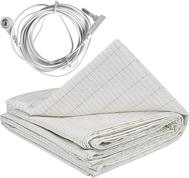 Grounding Mat Silver Conductive Earthing Mat with 180inch Grounding Wire Grounding Sheet Foldable Earthing Sheets Breathable Grounding Bed Sheet for Better Sleep 28 * 52inch, 71*132cm
