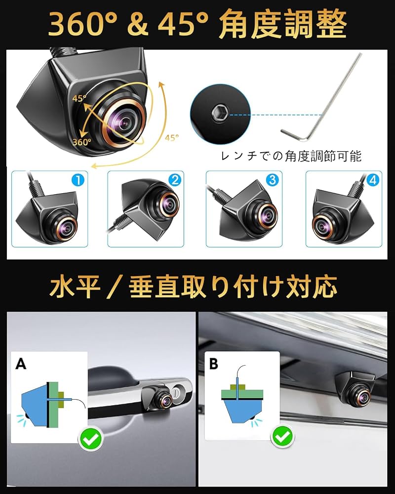 Amazon.co.jp: バックカメラ【1080P・360°回転・2025新登場】リア