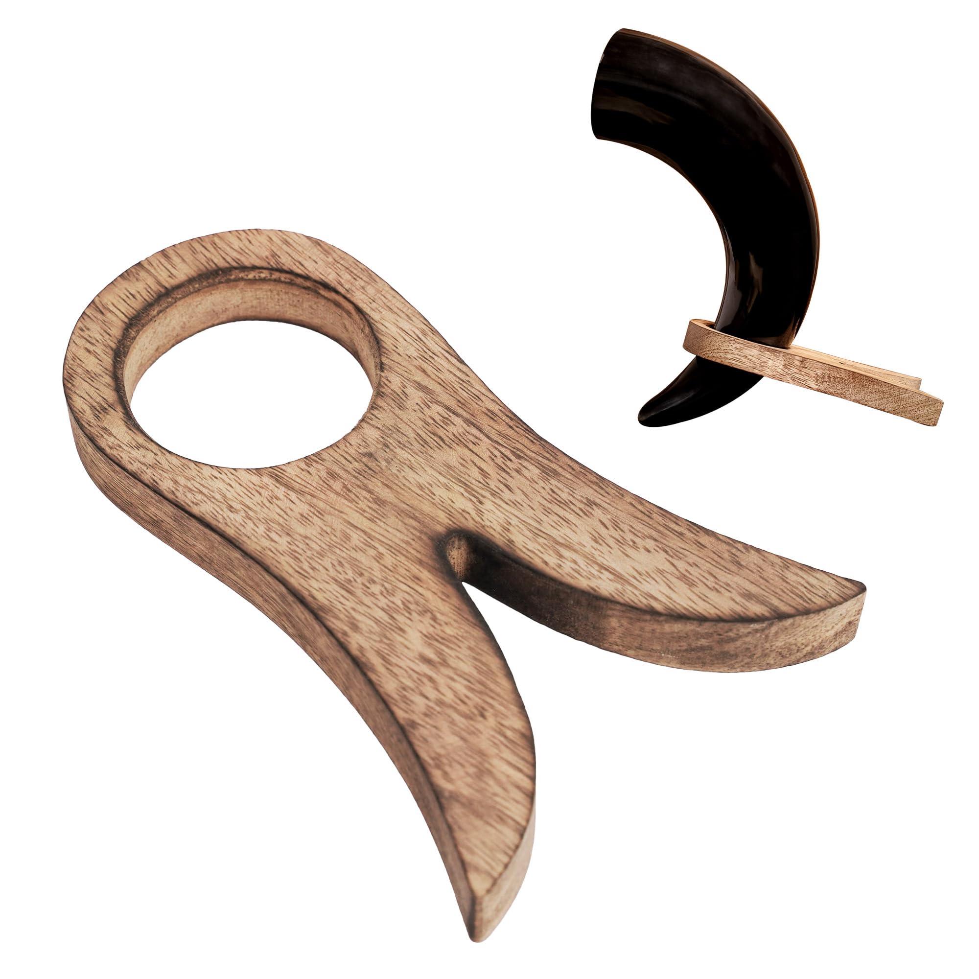 Lord of Battles Wooden Horn Stand Medieval Viking Ale Decorative Perfect Decoration for Drinking Horn Holder (Wooden Stand)