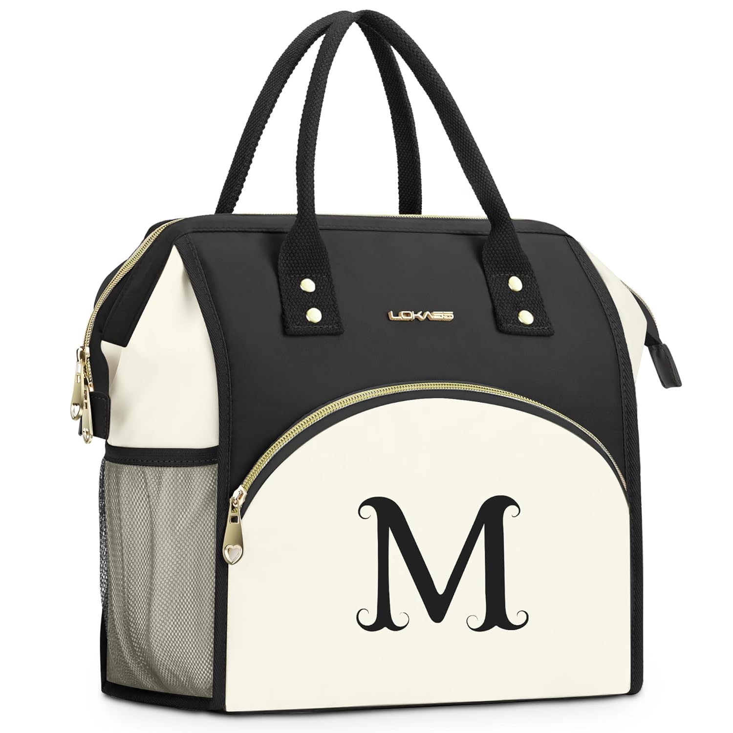 Personalized Lunch Bag for Women Preppy Reusable Insulated Initials Lunch Box Gift for Friend Large Wide-Open Water Resistant