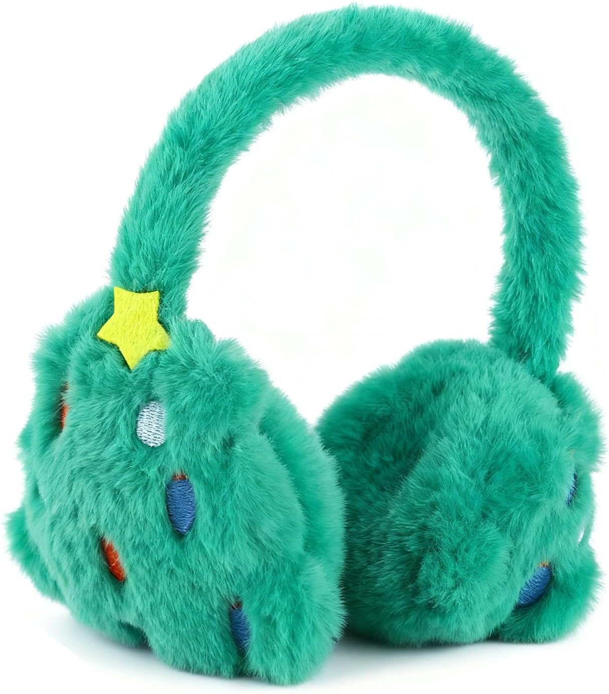 Ear Muffs for Winter Girls Boys, Adjustable Faux Fur Earmuffs, Fluffy Christmas Tree Ear Warmers, Foldable Ear Warmer Earmuffs for Womens And Boys