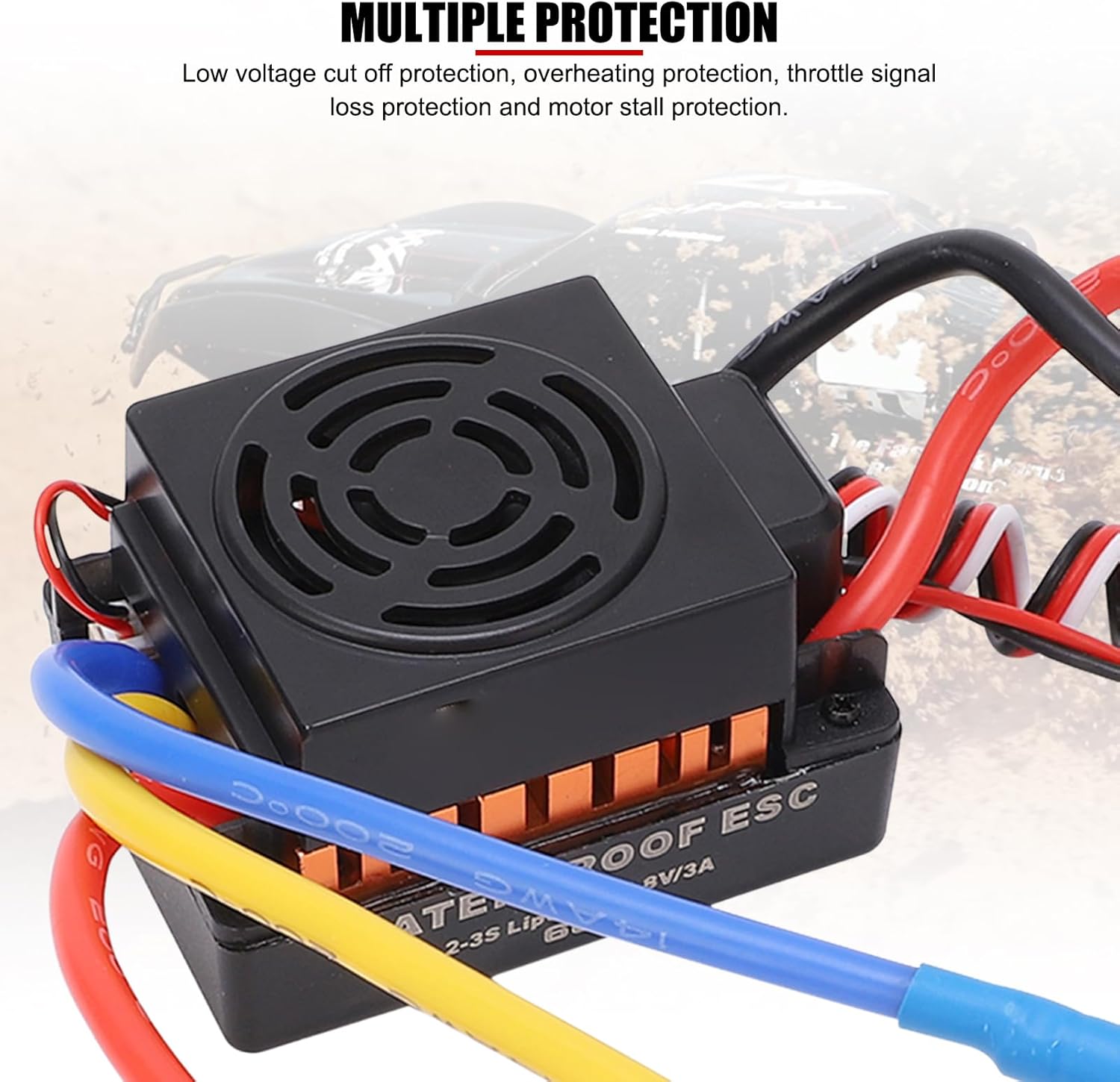 EVTSCAN Waterproof 60A RC Brushless ESC, for 1/10, 1/12 and 1/16 Scale RC Vehicles, Cars, Trucks, Boats, and Aircraft