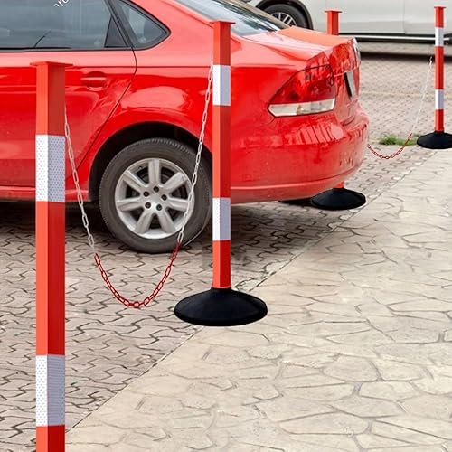 Miniatura 3 de Poste de delineador de tráfico con base pesada y collares reflectantes, conos de estacionamiento ajustables, puntal de barrera naranja para entrada